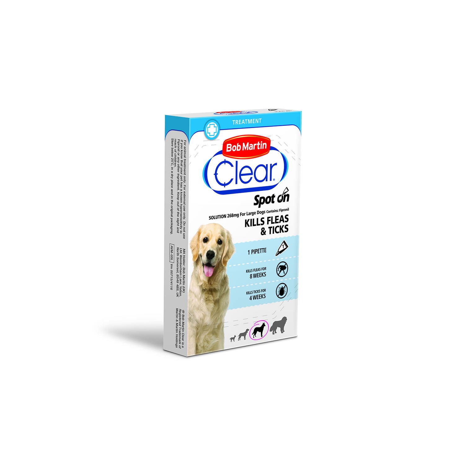 Bob Martin Clear Spot On For Large Dogs 20-40Kg 1 TUBE