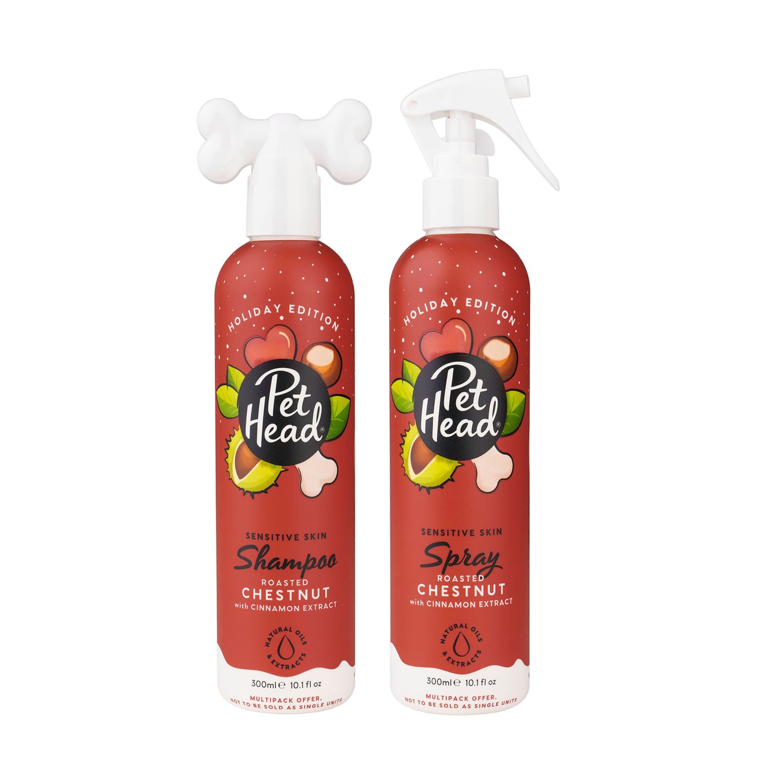 Pet Head Holiday Sensitive Skin Shampoo & Spray 300 ML X TWIN PACK ROASTED CHESTNUT