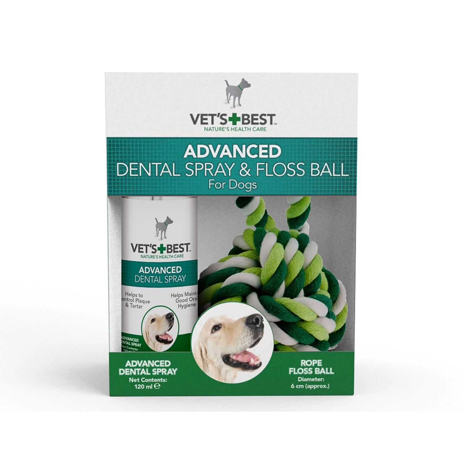 Vets Best Dental Pocket Spray & Floss Ball 120 ML