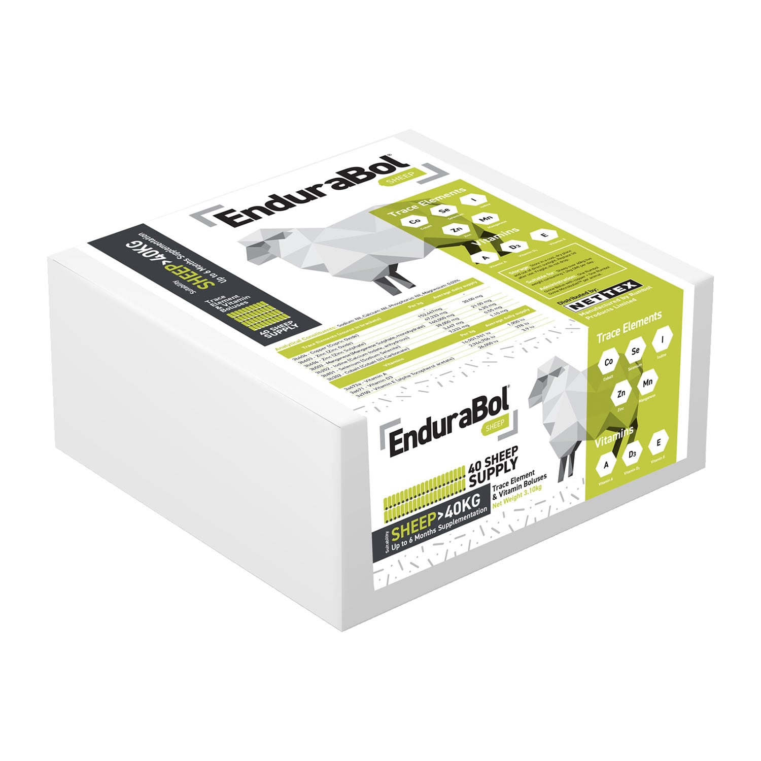 Nettex Agri Endurabol Sheep Without Copper 6 X 40 BOLUS