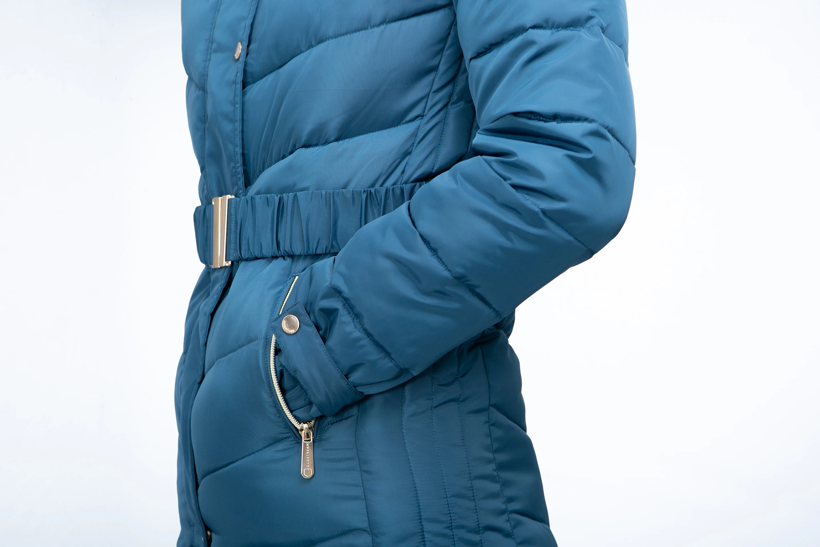 Coldstream Branxton Long Quilted Coat - Cool Slate Blue