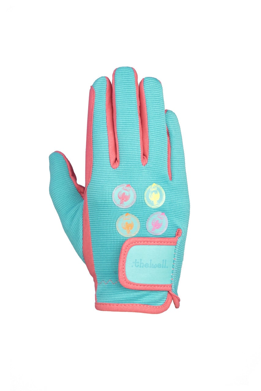 Hy Equestrian Thelwell Collection All Rounder Riding Gloves - Pink/Teal