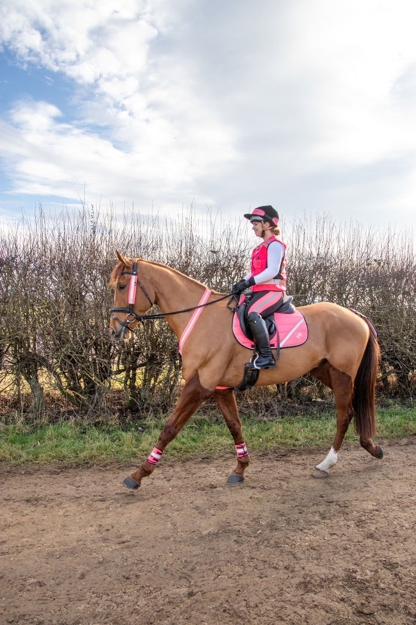 HyVIZ Waistcoat Please Pass Wide & Slow by Hy Equestrian - Pink/Black