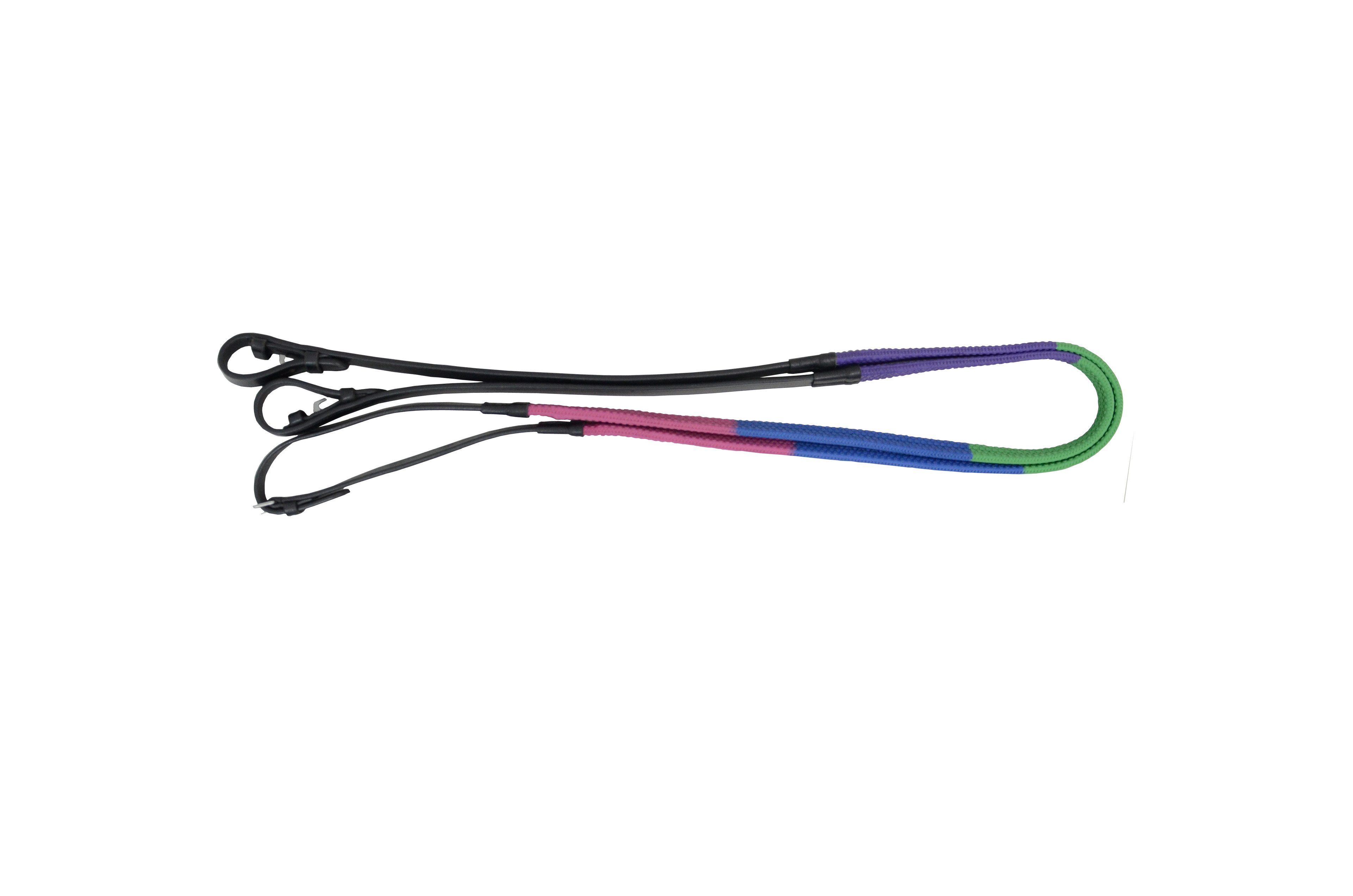 Hy Equestrian Rubber Covered Training Reins - Purple