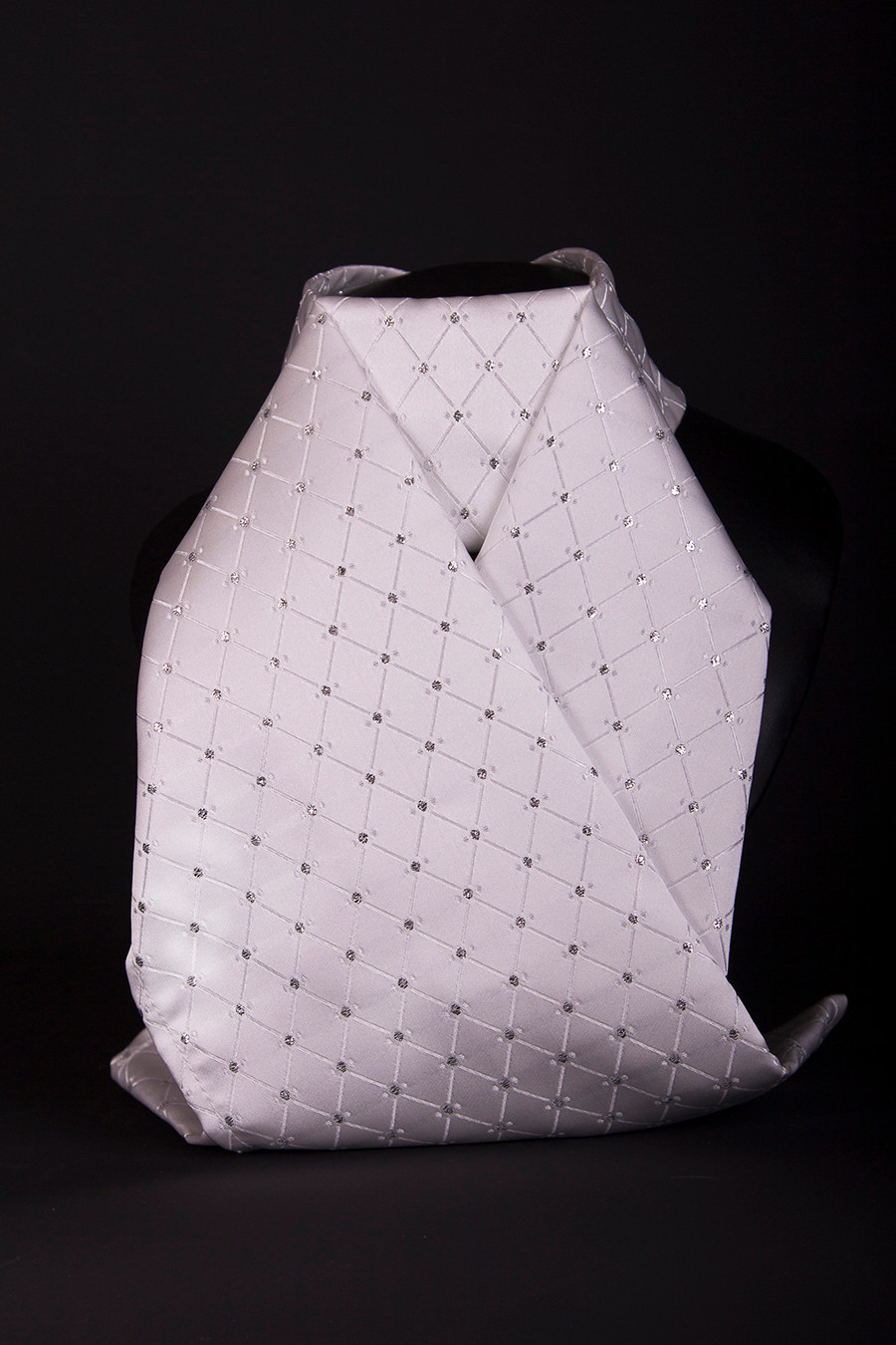 ShowQuest Tied Samlesbury Looped Neck Stock White/Silver