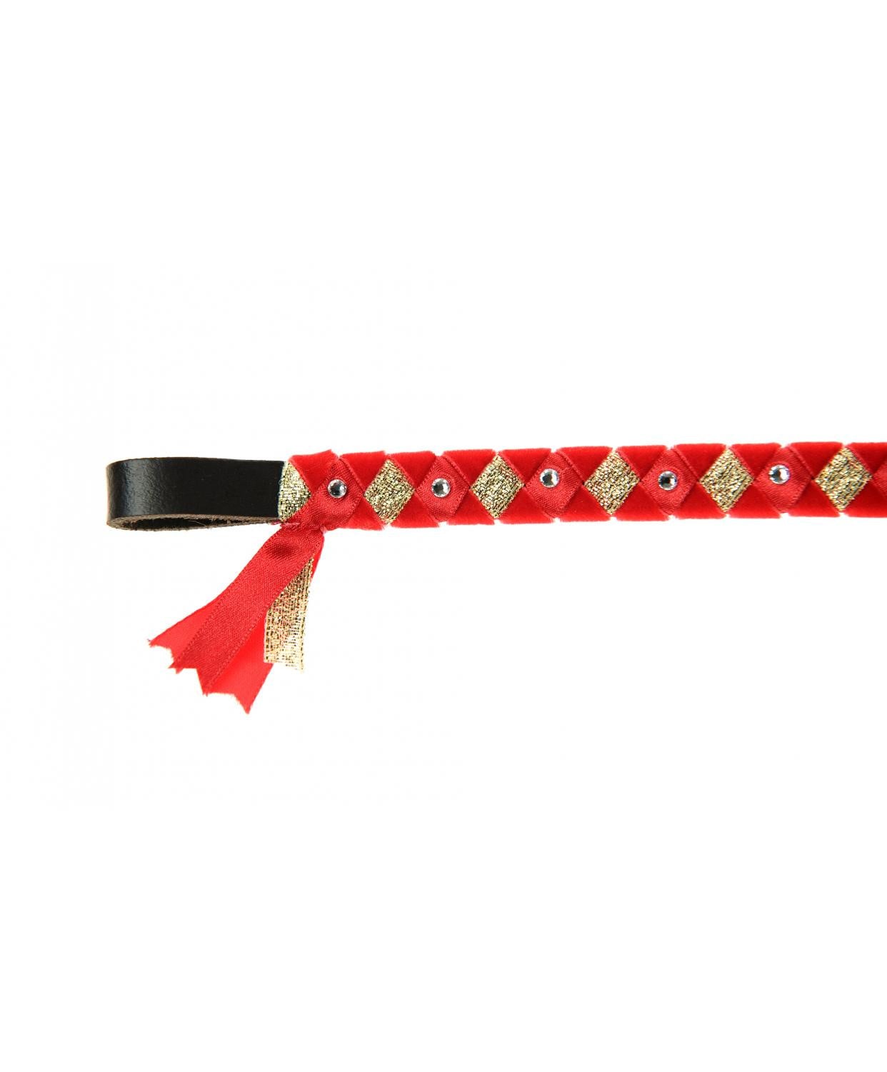 ShowQuest York Brow Band - Red/Red/Gold with Crystals