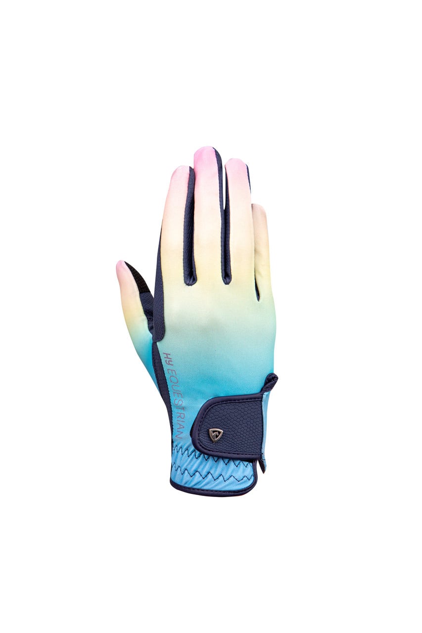 Hy Equestrian Ombre Childs Riding Gloves - Navy/Pastel