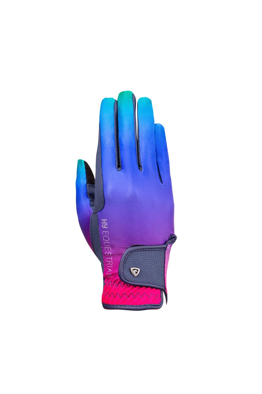 Hy Equestrian Ombre Childs Riding Gloves - Navy/Vibrant