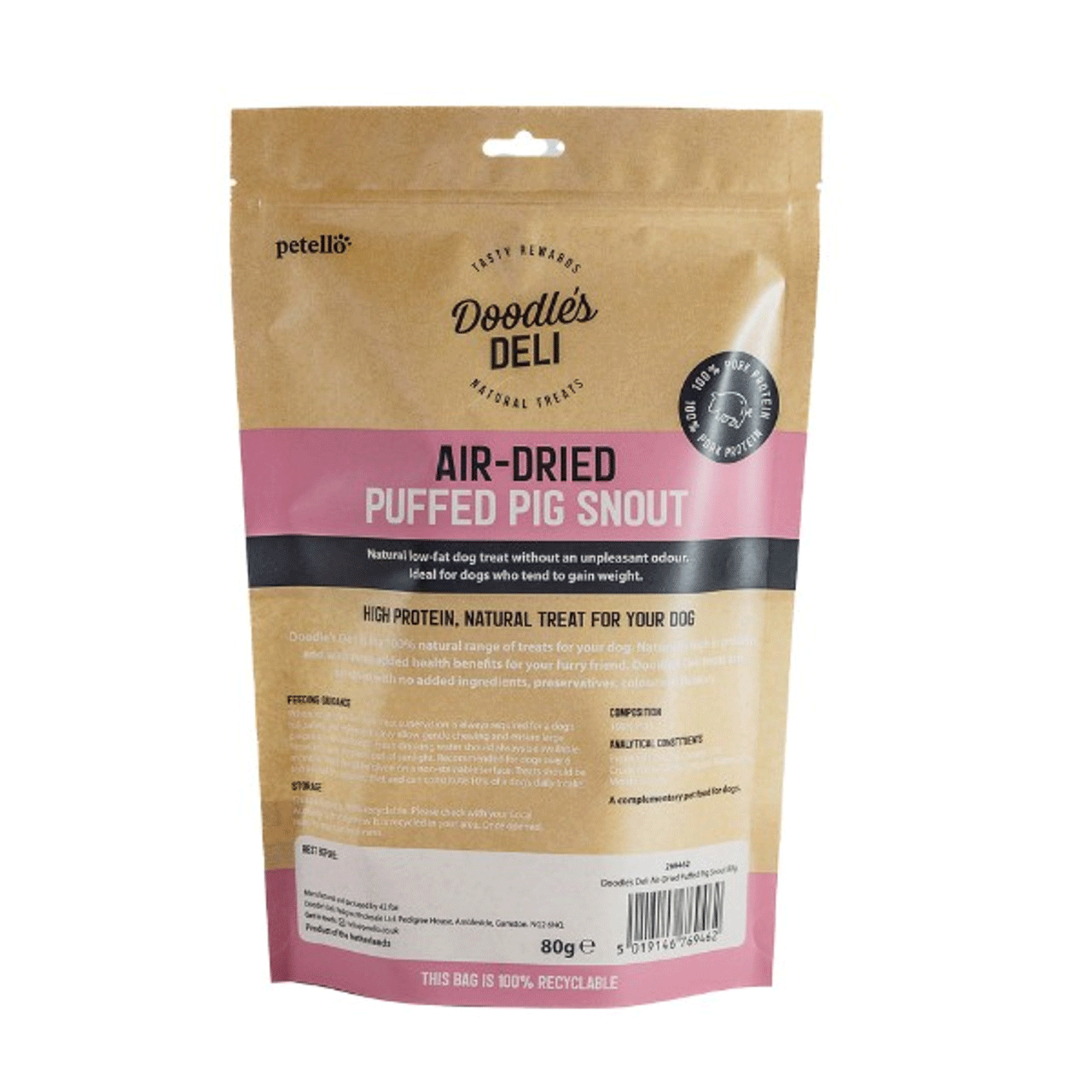 Doodles Deli Air Dried Pig Puffed Snout 1kg