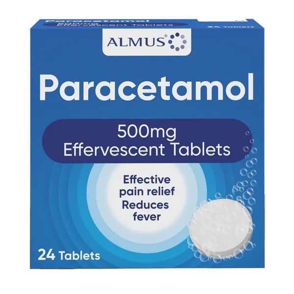 Almus Paracetamol 500mg Effervescent Tablets (Pack of 24)
