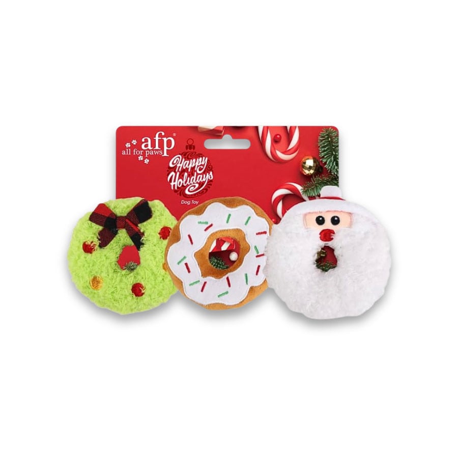 All For Paws Ho Ho Ho Donut Toys (pack of 3)