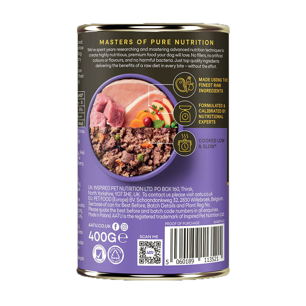 AATU Pork & Wild Boar Wet Dog Food 6 x 400g