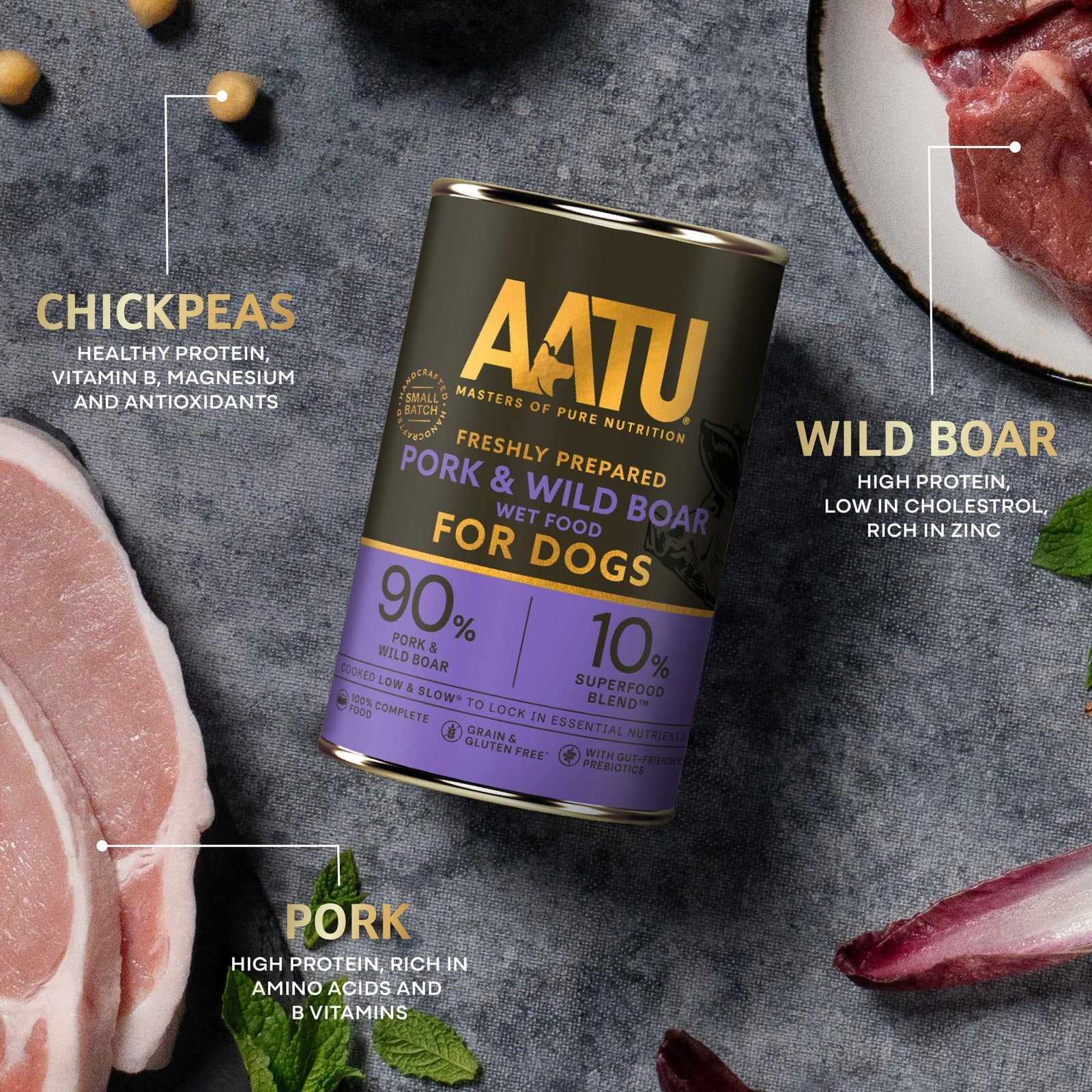 AATU Pork & Wild Boar Wet Dog Food 6 x 400g