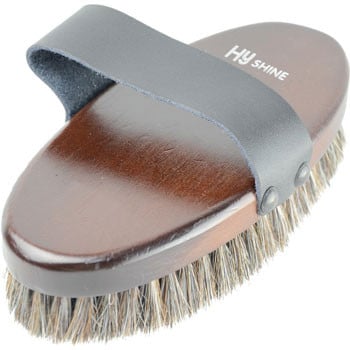 HySHINE Deluxe Horse Hair Wooden Body Brush 19.5 x 9.2cm