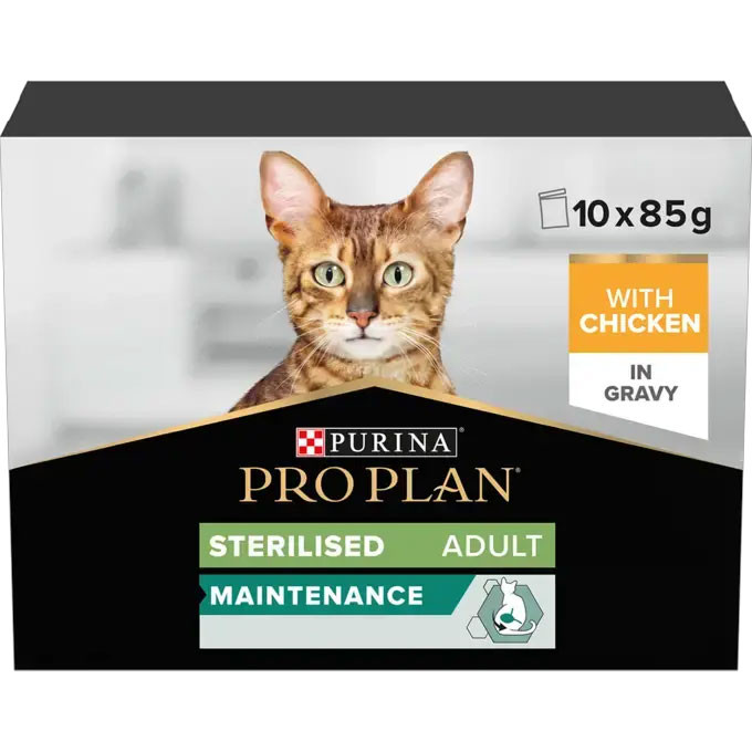 Pro Plan Sterilised Maintenance with Chicken in Gravy Wet Cat Food 85g x 10