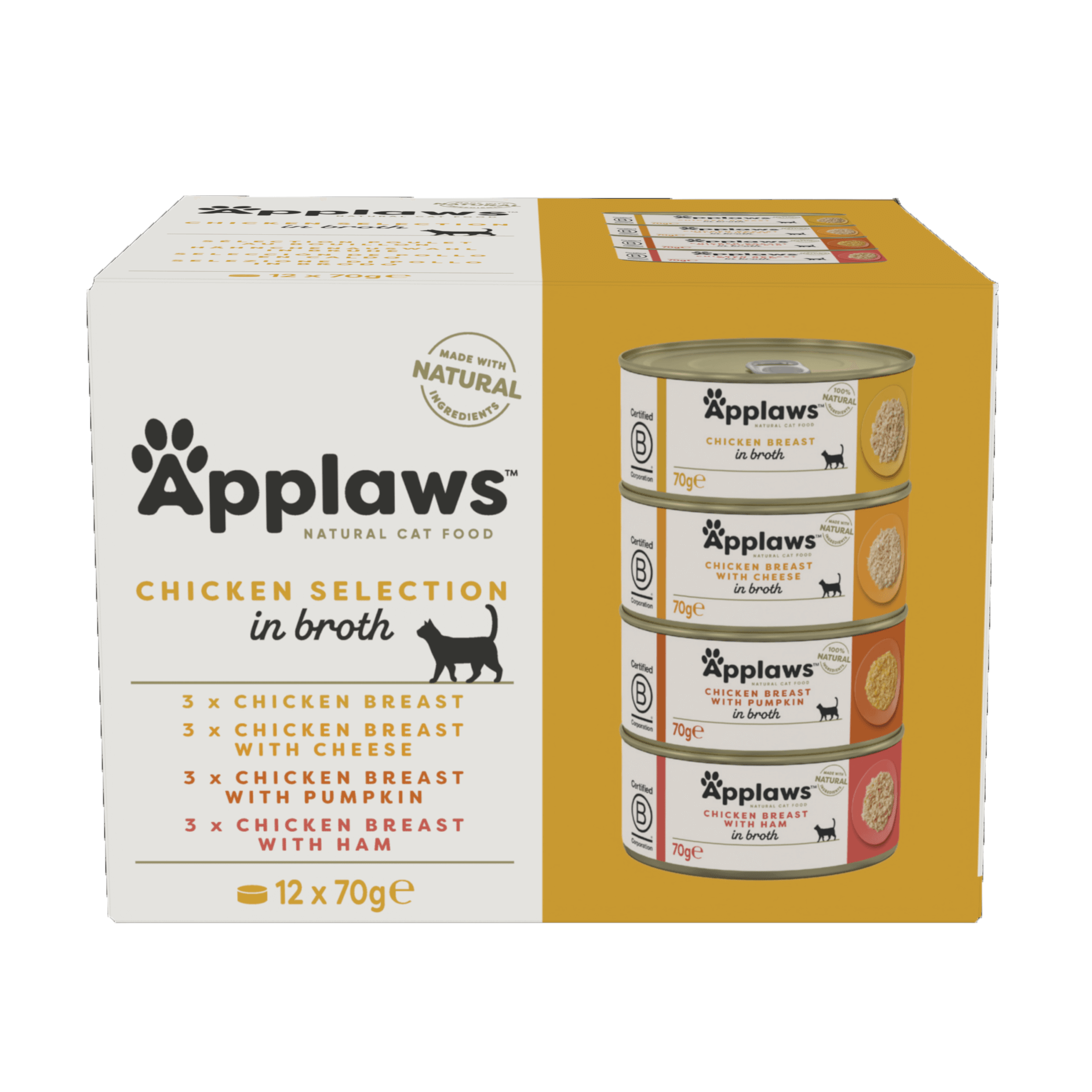 Applaws Natural Cat Food Tins Chicken Selection Multipack 70g (Pack of 12)