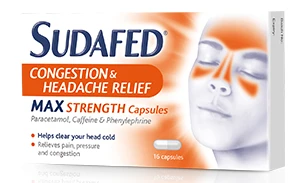 Sudafed Congestion & Headache Max Strength 16 Capsules
