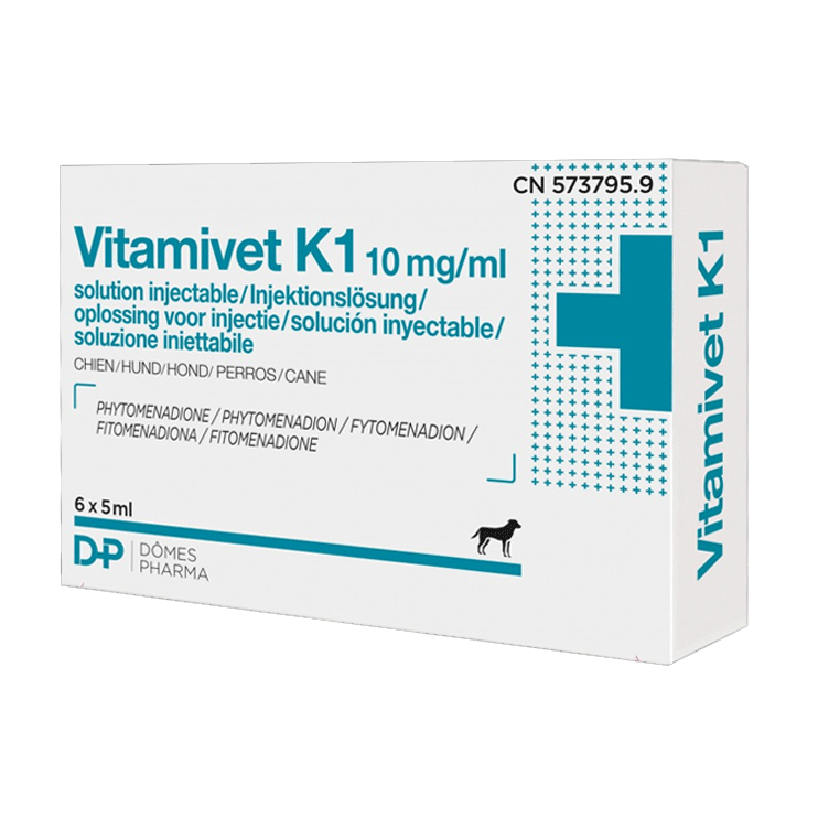 Vitamivet K1 10 mg/ml Solution for injection for dogs (pack of 6)