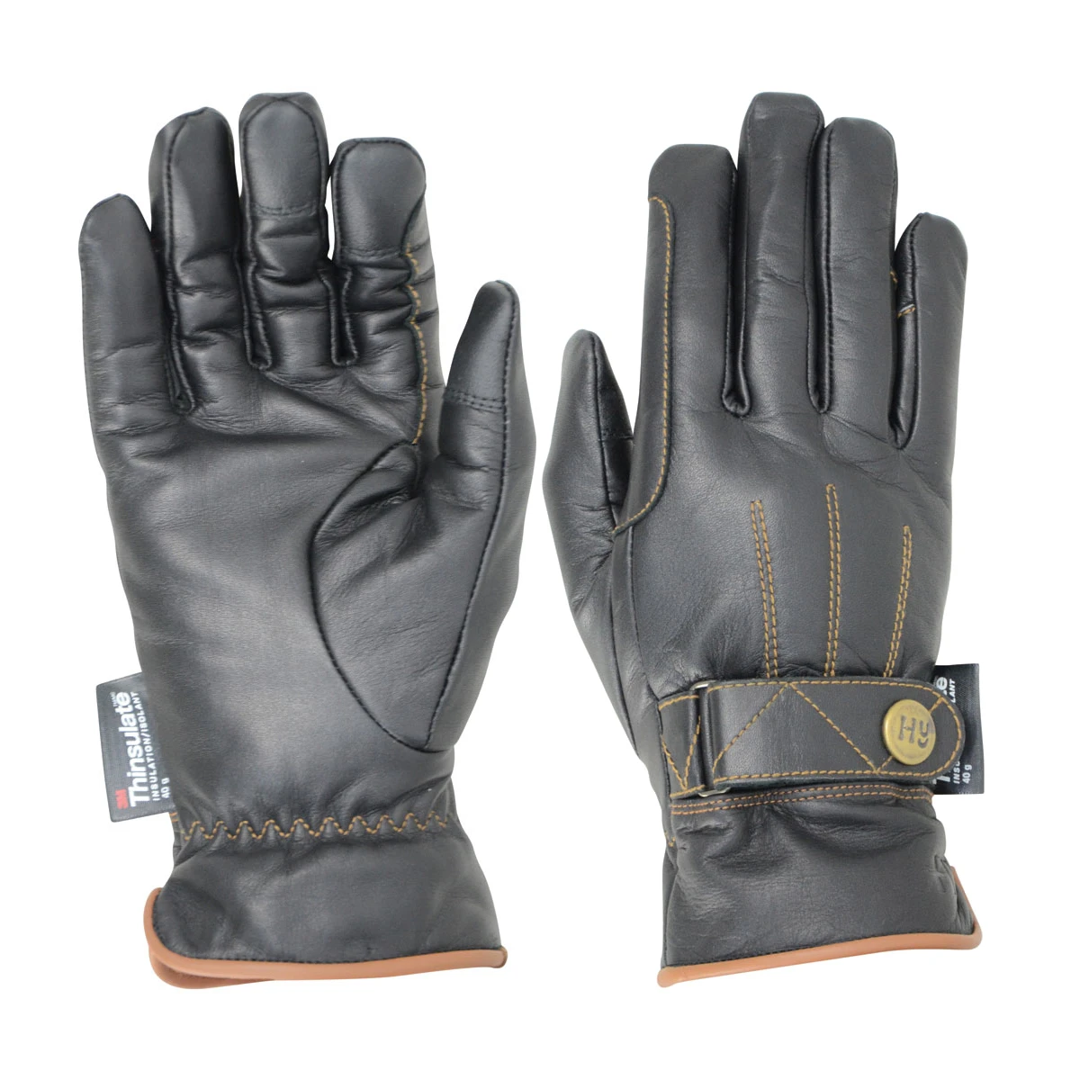 Hy5 Thinsulate Leather Winter Riding Gloves - Black