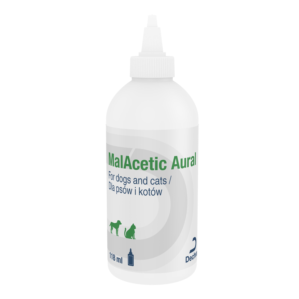 Dechra MalAcetic Ear Cleaner for Dogs and Cats, Cleansing using the natural properties of acetic acid 118ml