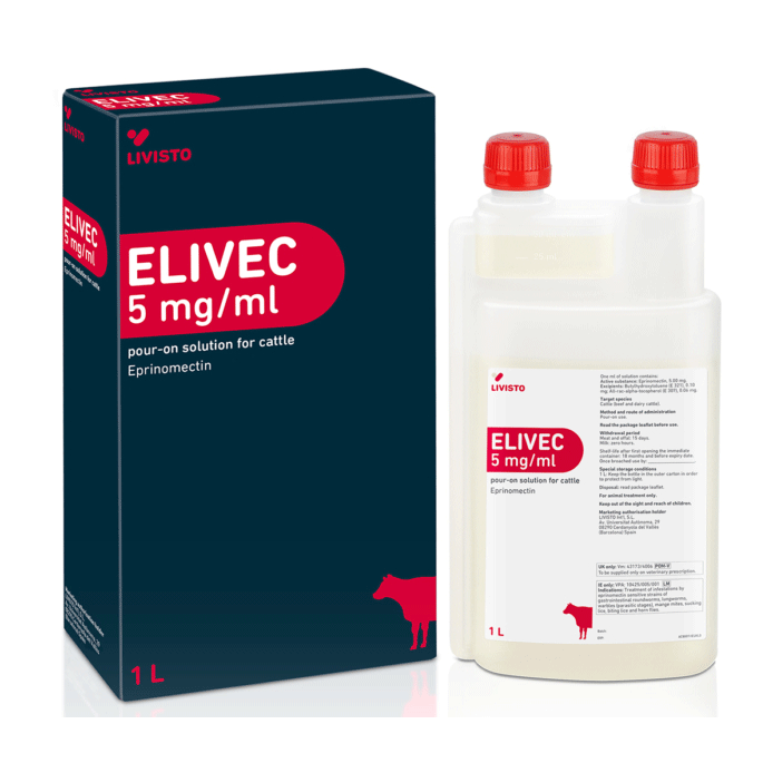Elivec 5mg/ml Eprinomectin pour on solution for cattle 5L