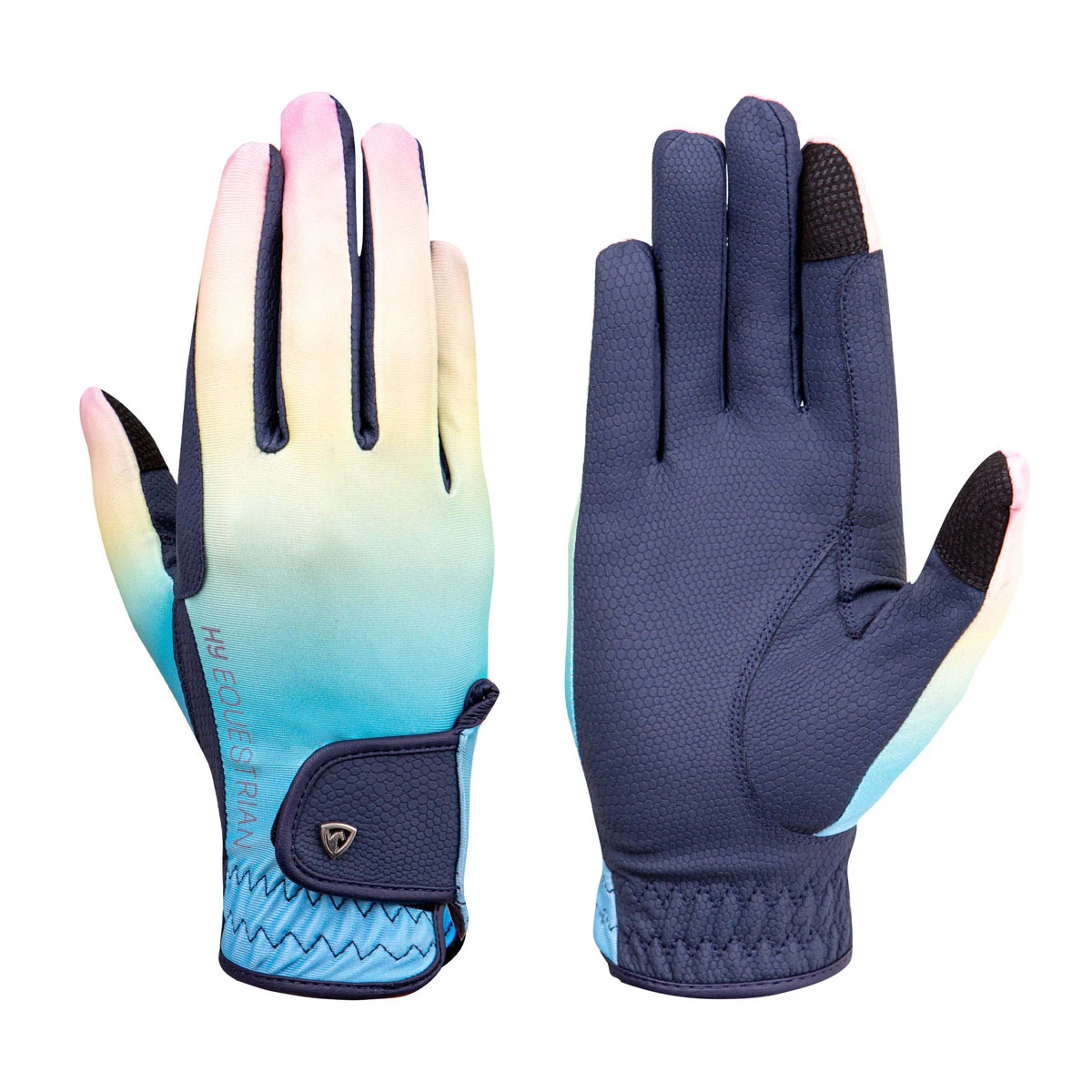 Hy Equestrian Ombre Riding Gloves - Navy/Pastel