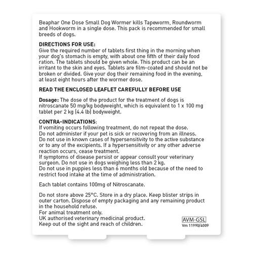 Beaphar One Dose Dog Wormer