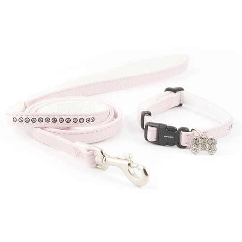 Ancol Small Bite Collar & Lead Deluxe Jewel Pink 20 - 30 CM PINK JEWEL