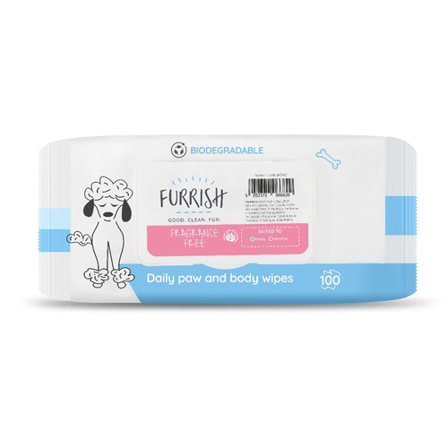 Furrish Daily Paw & Body Wipes Fragrance Free 100 PACK