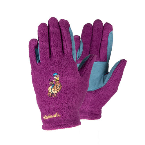 Thelwell Collection Pony Friends Childs Fleece Riding Gloves -  Imperial Purple/Pacific Blue