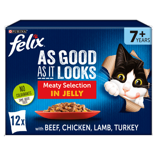 Felix As Good As It Looks Senior Cat Food Meaty Selection in Jelly Pouches 12 x 100g