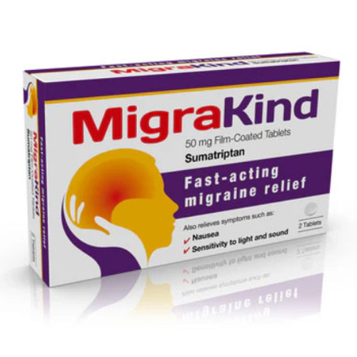 MigraKind (Sumatriptan 50mg) 2 Tablets MigraKind (Sumatriptan 50mg) 2 Tablets