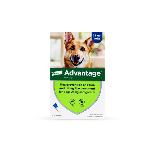 Advantage 400 (for dogs weighing 25kg and greater) pack of 4