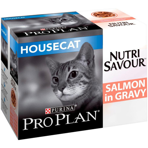 Pro Plan Cat NutriSavour Housecat Salmon In Gravy (10 x 85g)