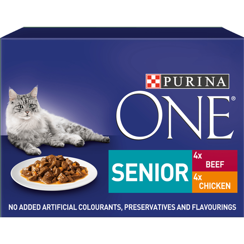 Purina ONE Senior Cat 7+ Mini Fillets in Gravy with Chicken & Beef 8 x 85g