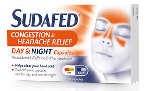 Sudafed Congestion & Headache Day & Night 16 Capsules