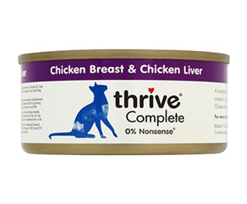 Thrive Complete 100% Chicken & Liver Cat Food 75g x 12 tins