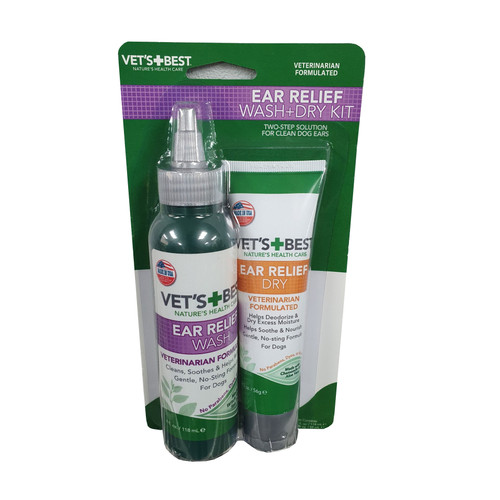 Vet's Best Ear Relief Wash & Dry Kit for Dogs