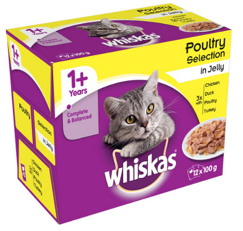 Whiskas 1+ Pouches Poultry Selection in Jelly 48 x 100g Pouches