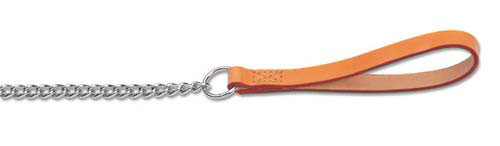 Ancol Classic Chain Dog Lead with Tan Leather Handle