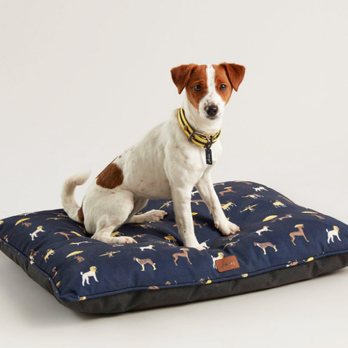 Joules Coastal Restwell Pet Bed - Navy Dog Print