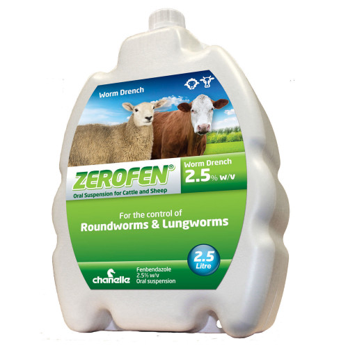 Zerofen 2.5% sheep and cattle wormer