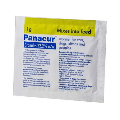 Panacur Worming Granules 1g for Dogs Cats up to 2kg