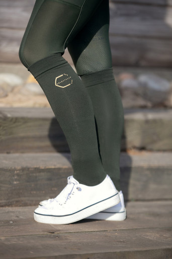 Chaussettes d'équitation Argyle vert sauge/ anthracite Equithème | OHLALA
