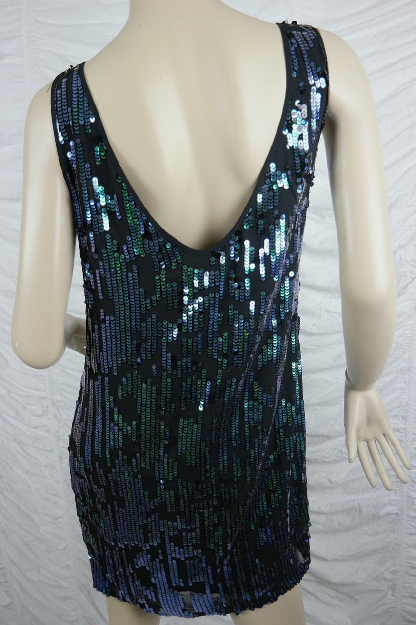 PORTMANS black green purple mermaid sequined shift cocktail dress size ...