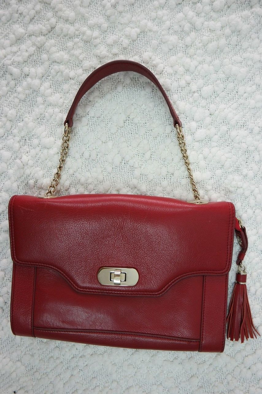SPORTSCRAFT SIGNATURE red 100% leather hand carry handbag EUC