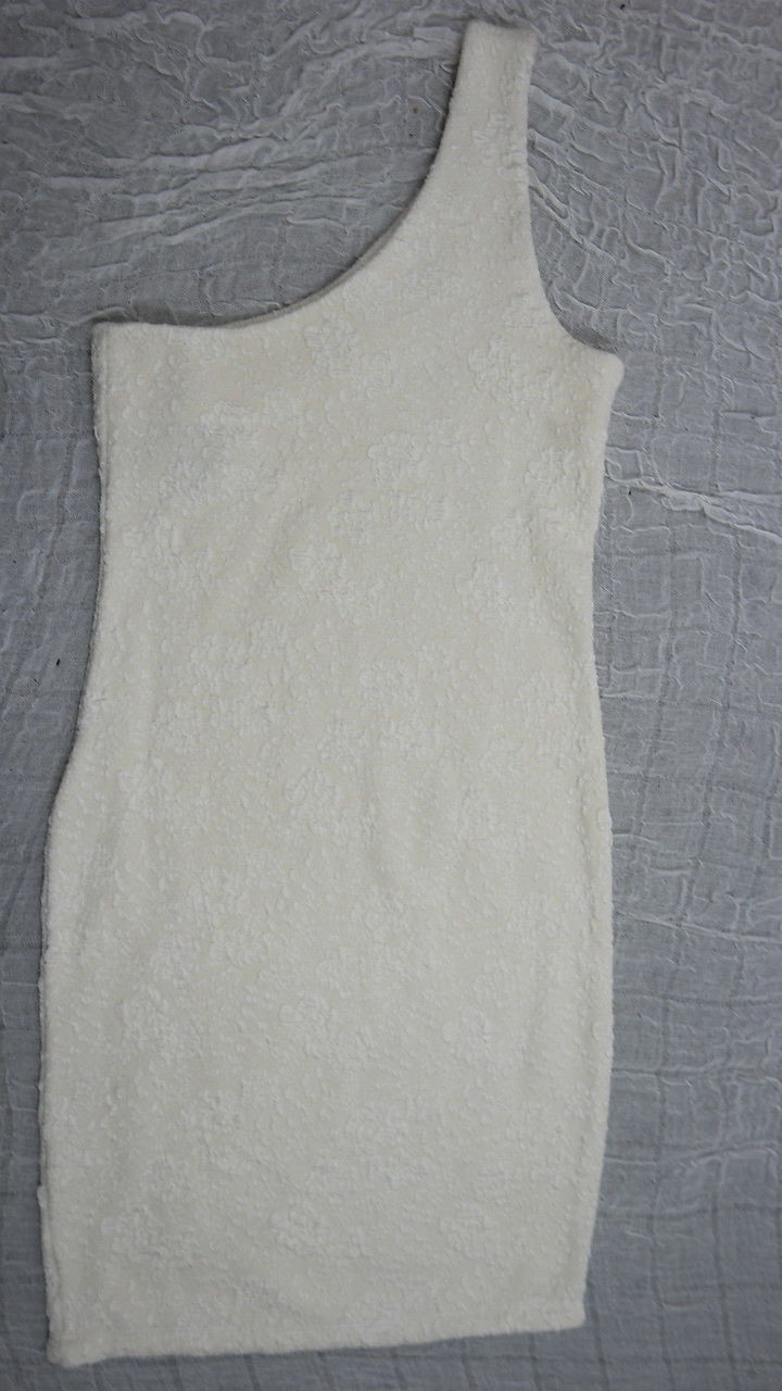GRIPP white ivory Miss Tarra textured one shoulder stretch dress size ...