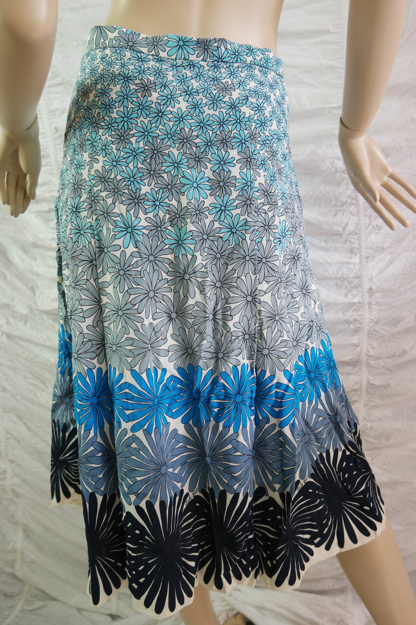 PAOLA DAVITTI blue quint-tone 100% silk floral daisy print 1960's ...