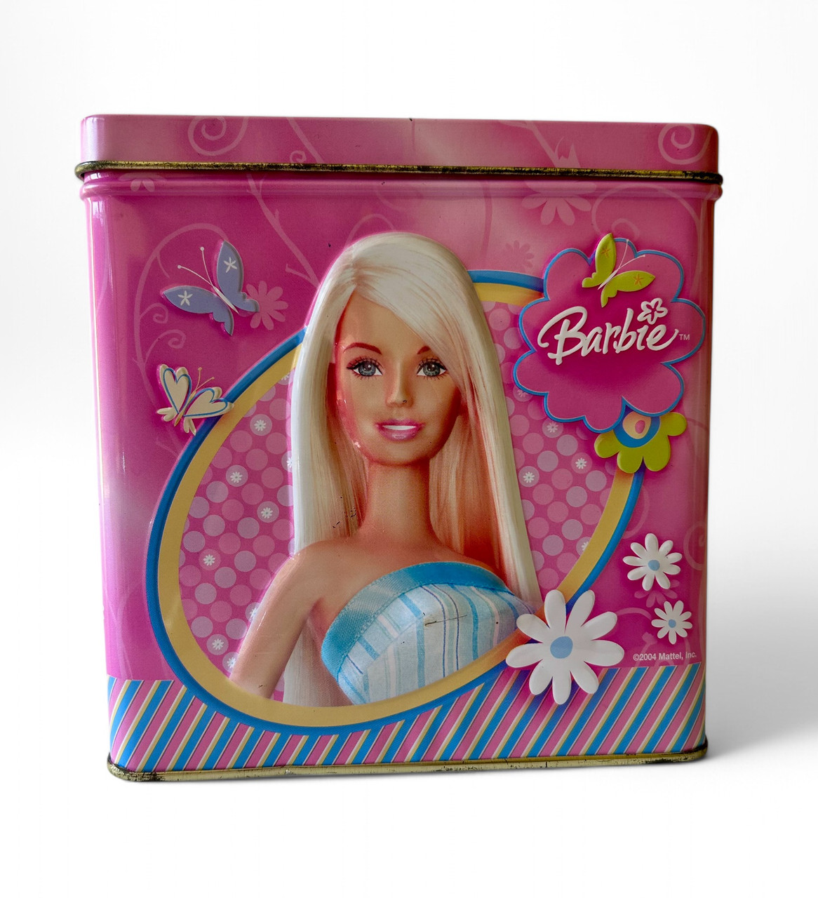 Vintage BARBIE tin music box musical wind up mechanical Easter
