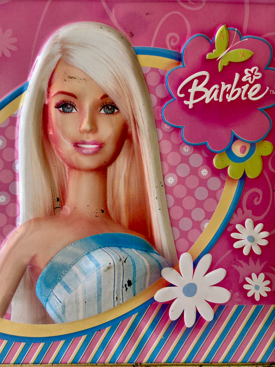 Vintage BARBIE tin music box musical wind up mechanical Easter